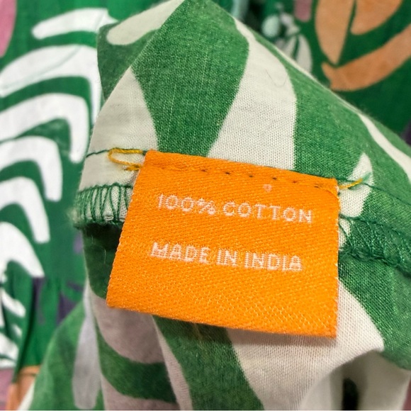 Oliphant Puff Sleeve Floral Maxi Dress Grenadine Green Pink Size Large - Picture 8 of 9